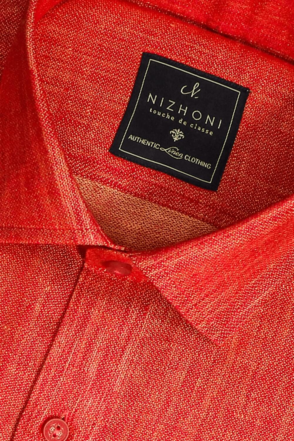 Red Plain Pro Linen Shirt 3121