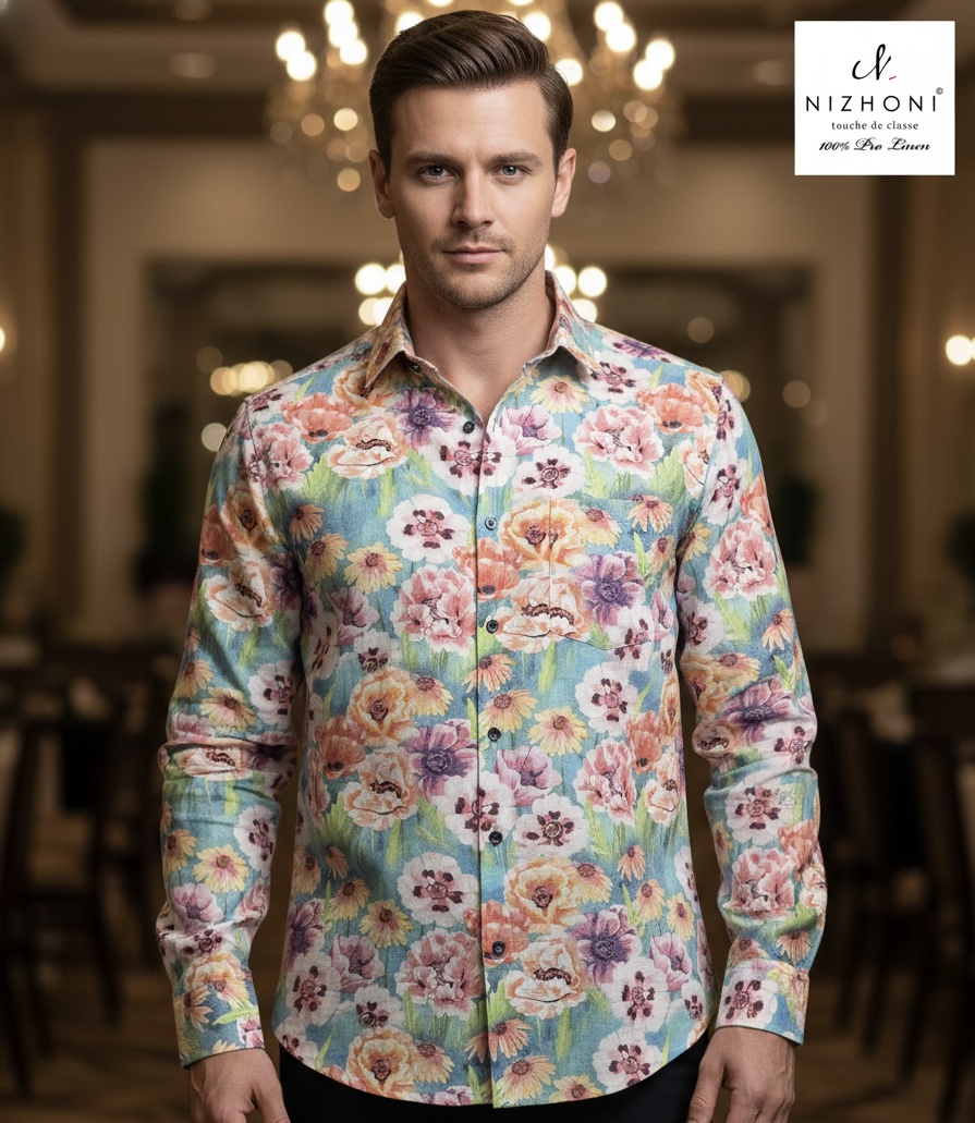 <p>FLORAL PRINT SHIRT LIGHT COLOUR FULL SLEEVE SLIM FIT</p>