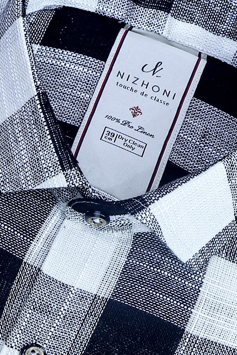 Black White Checks Pro Linen Slim Fit Shirt 956