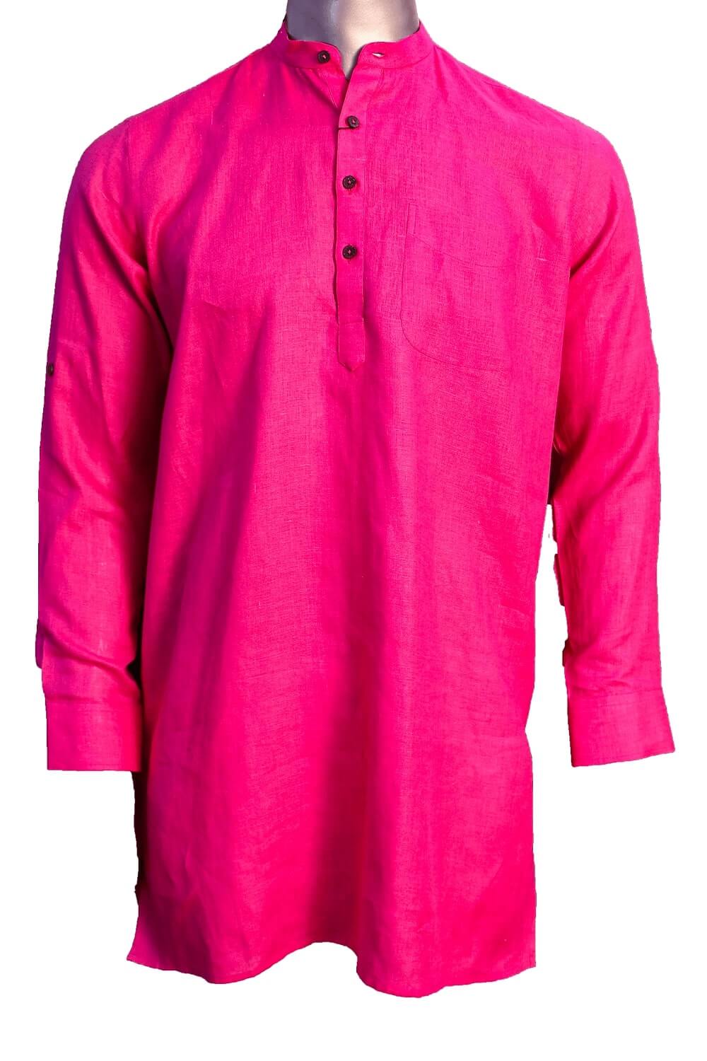 Pink Plain Pro Linen Long Kurta 1010
