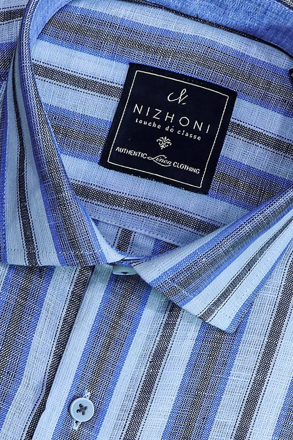 White Stripes Pro Linen Half Sleeve Slim Fit Shirt 937