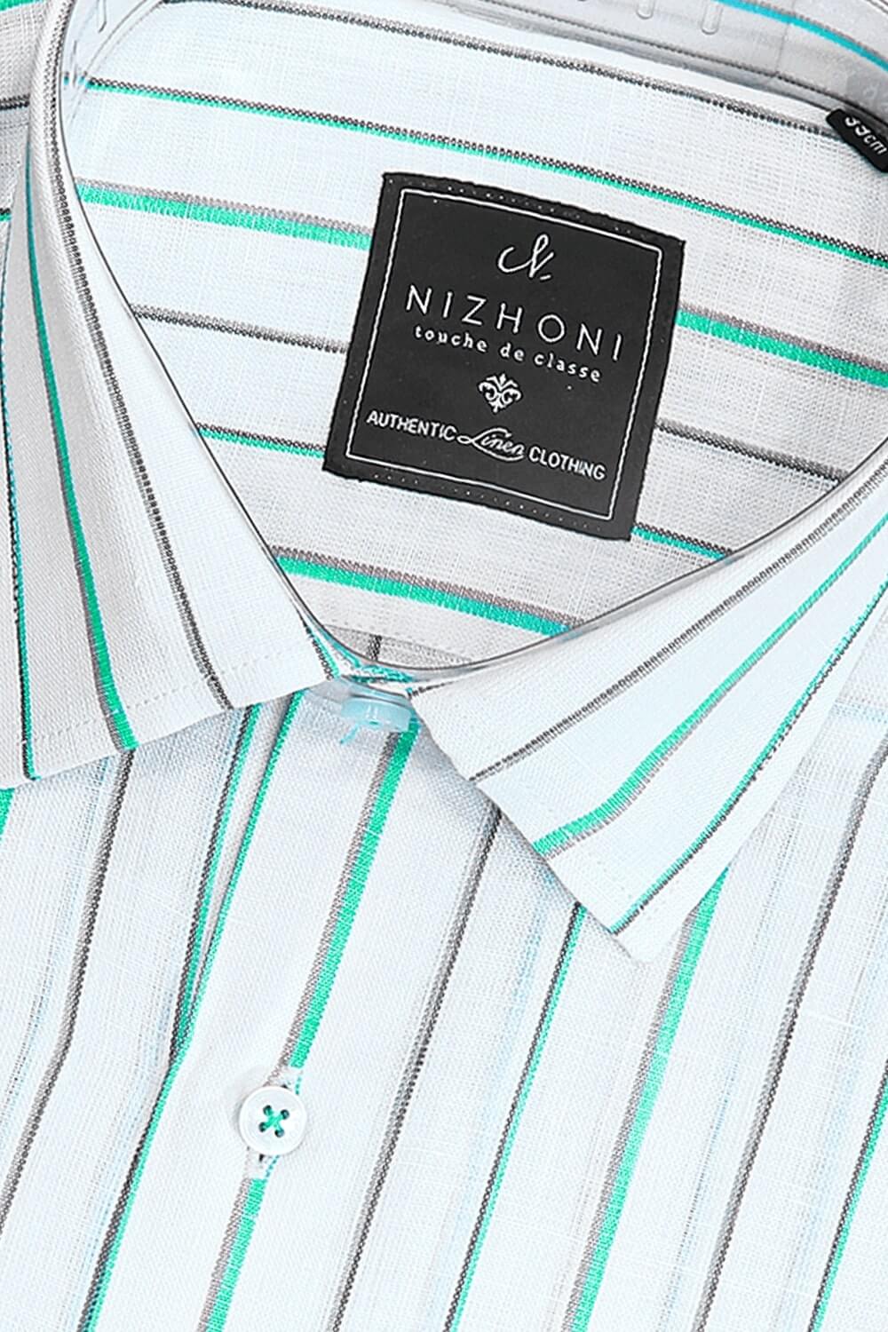 White Stripes Pro Linen Half Sleeve Slim Fit Shirt 979