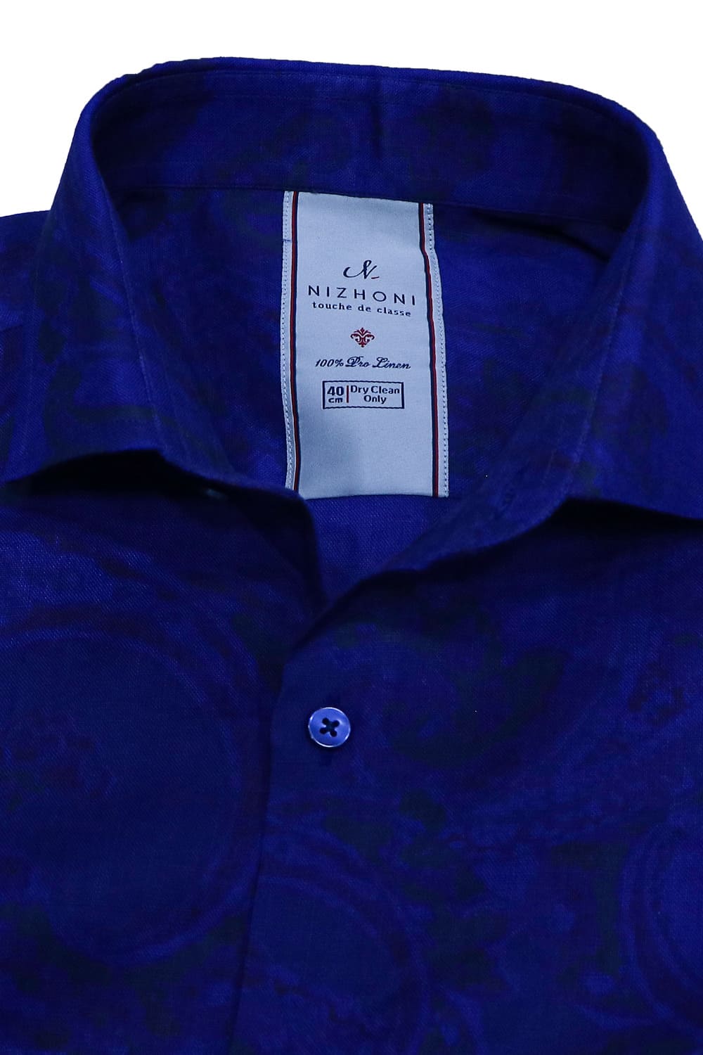 Blue Solid Linen Shirt 8344