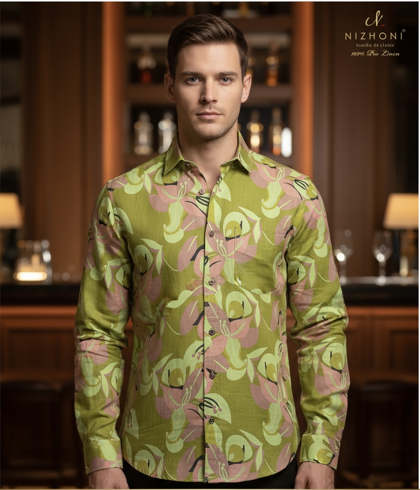 <p>GREEN FLORAL PRINT FULL SLEEVE SHIRT SLIM FIT&nbsp;</p>
