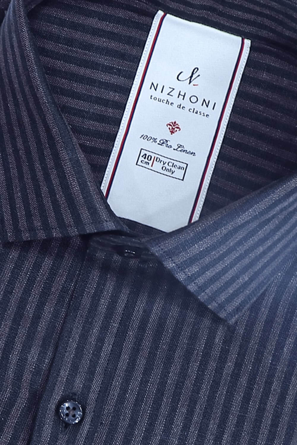 Dark Brown Stripe Pro Linen Slim Fit Shirt 1231