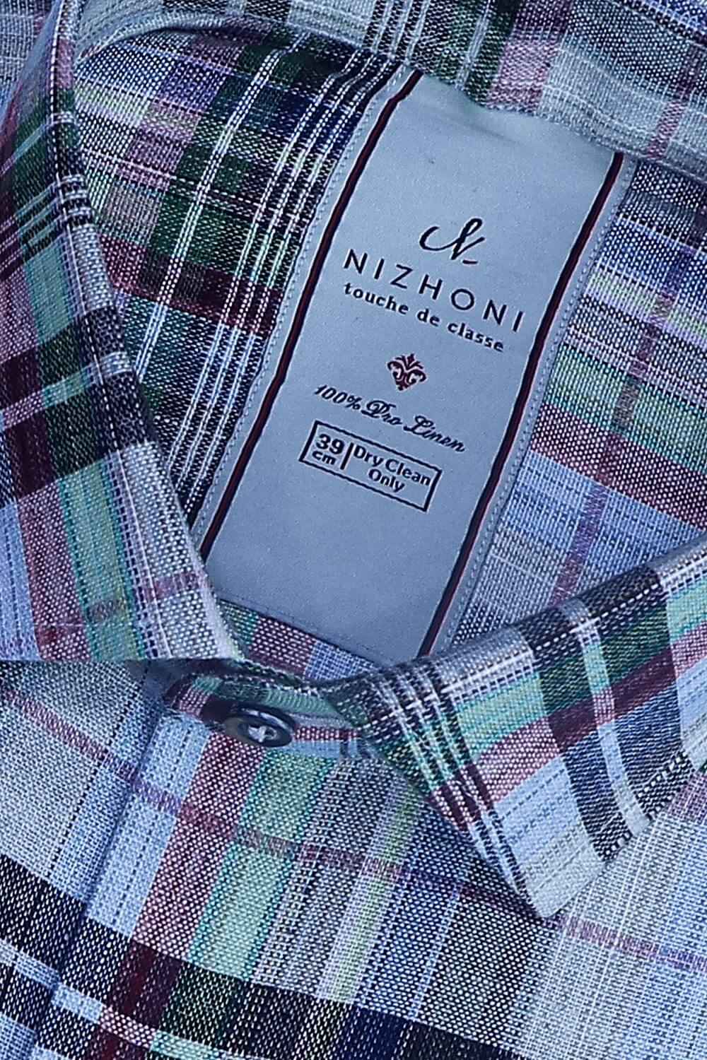Multi Color Checks Pro Linen Slim Fit Shirt 935