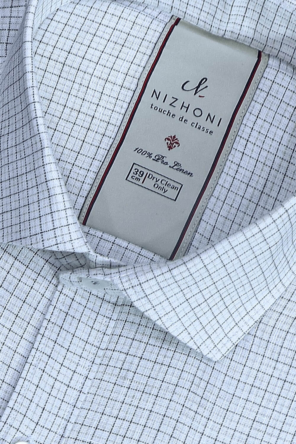 Beige Cream Small Checks Pro Linen Slim Fit Shirt 1174