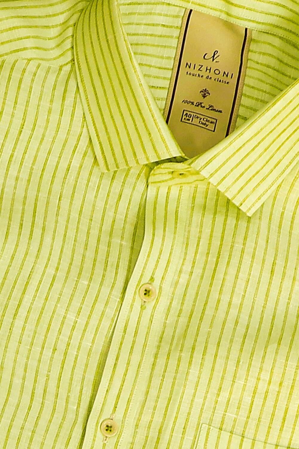 Light Green Stripe Pro Linen Shirt 1295