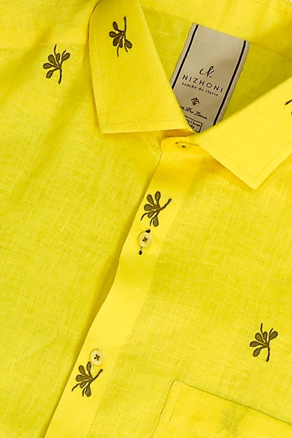 White Blue Flower Printed Pro Linen Slim Fit Shirt 8429