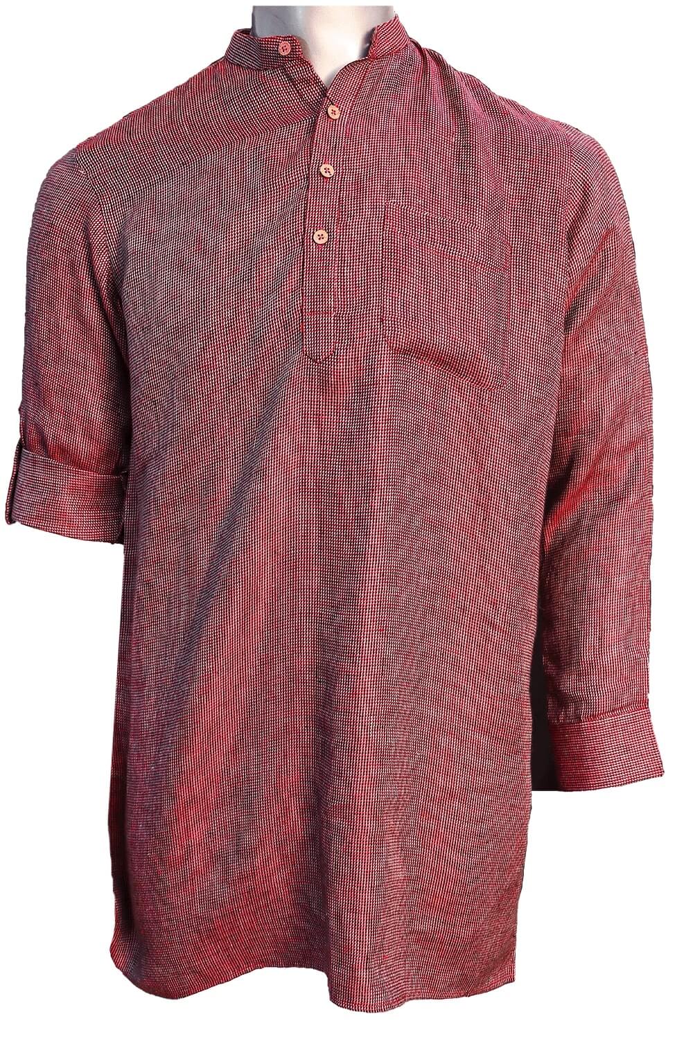 Maroon Small Checks Long Kurta 1025