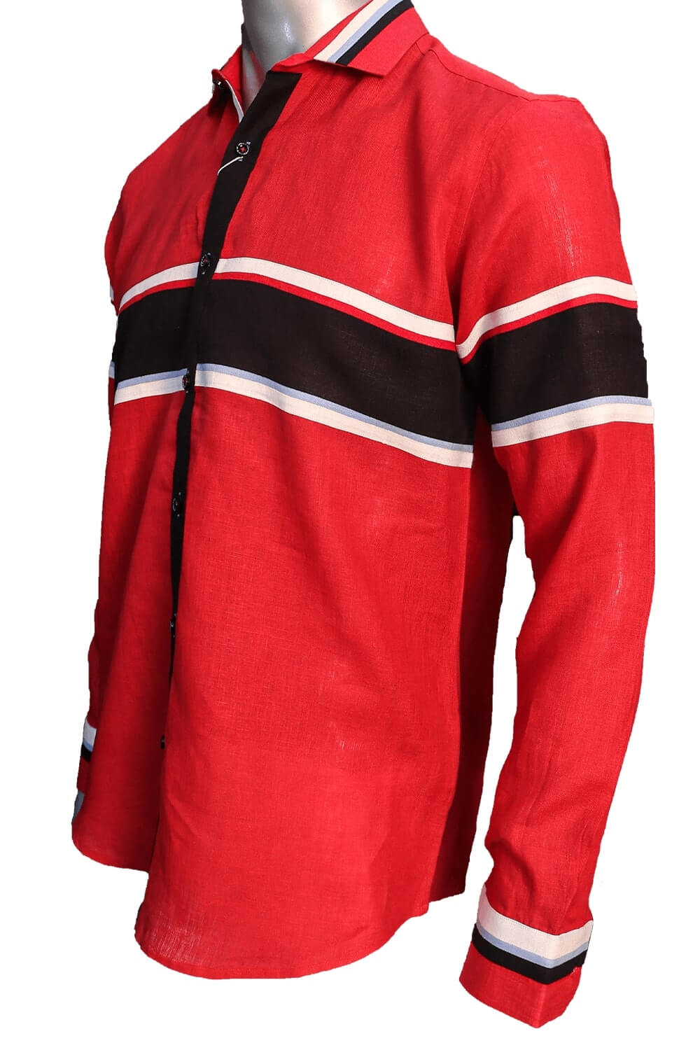 Red Pattern Pro Linen Slim Fit Shirt 2187