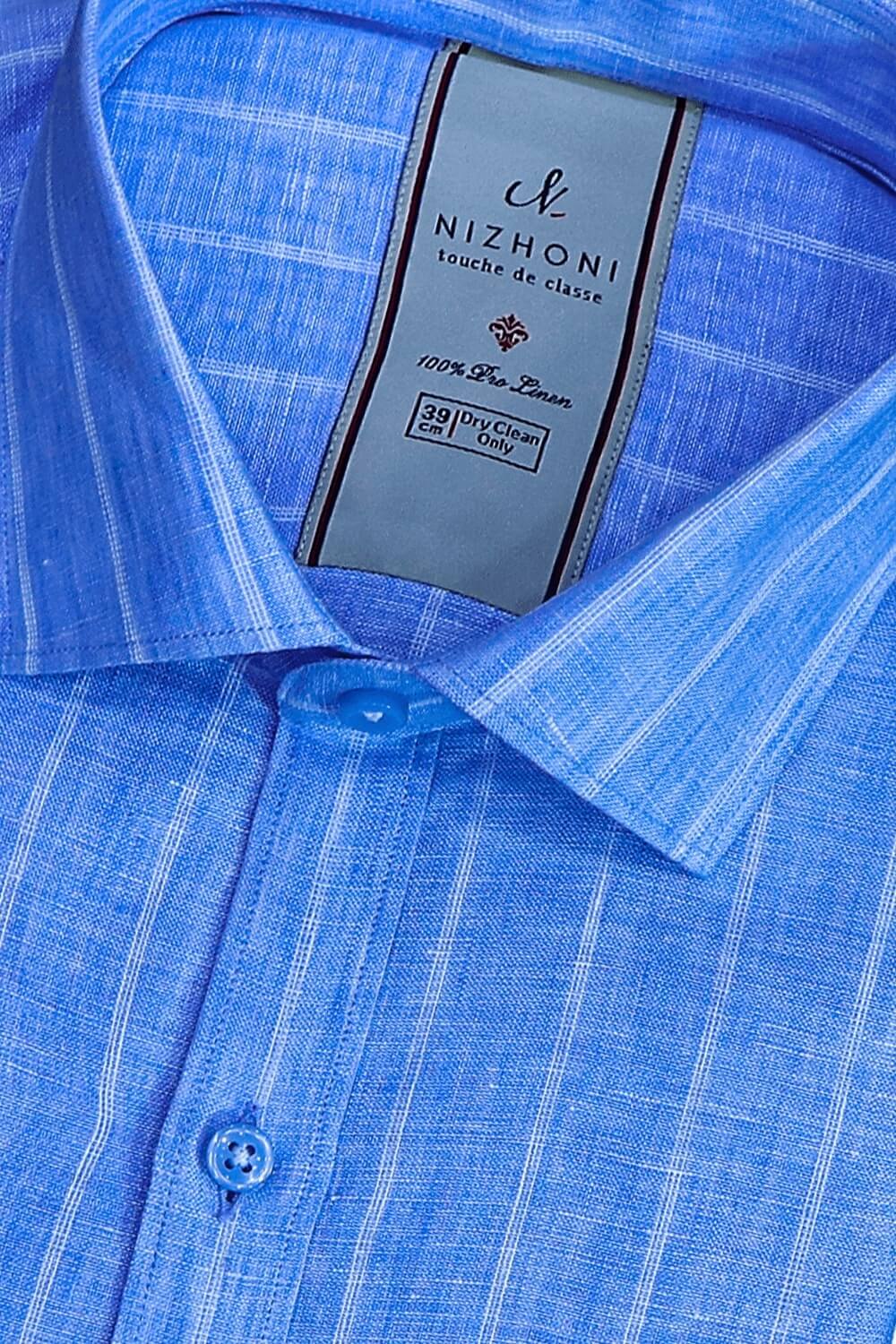 Light Blue Stripes Pro Linen Slim Fit Shirt 1193