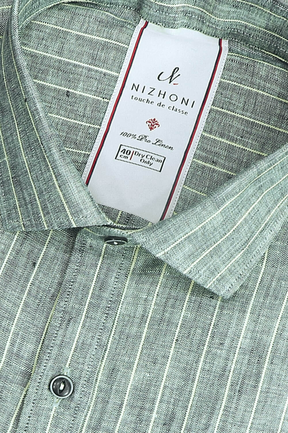 Moss Green With Yellow Stripe Pro Linen Slim Fit Shirt 947
