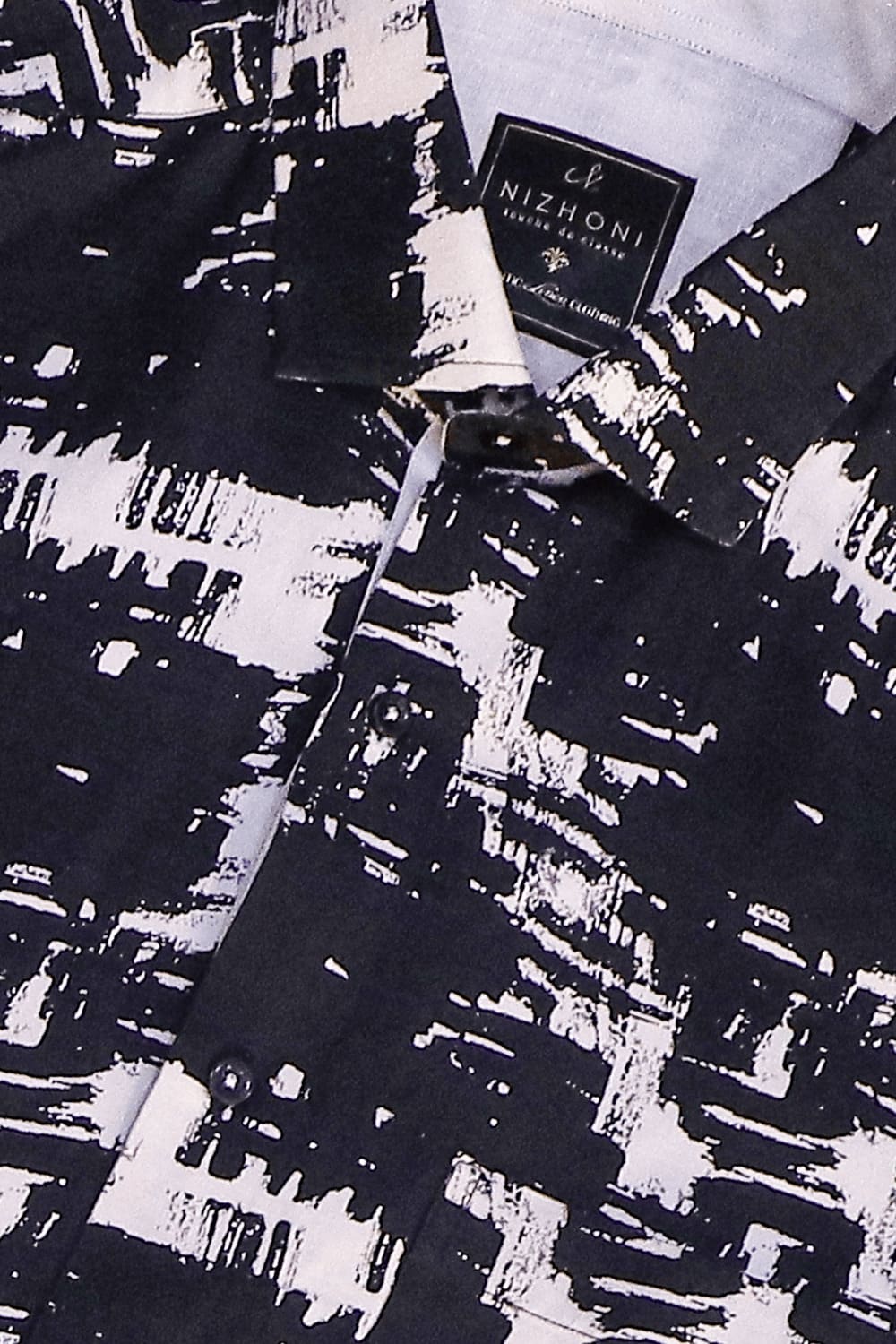 Black Print Linen Shirt 8347
