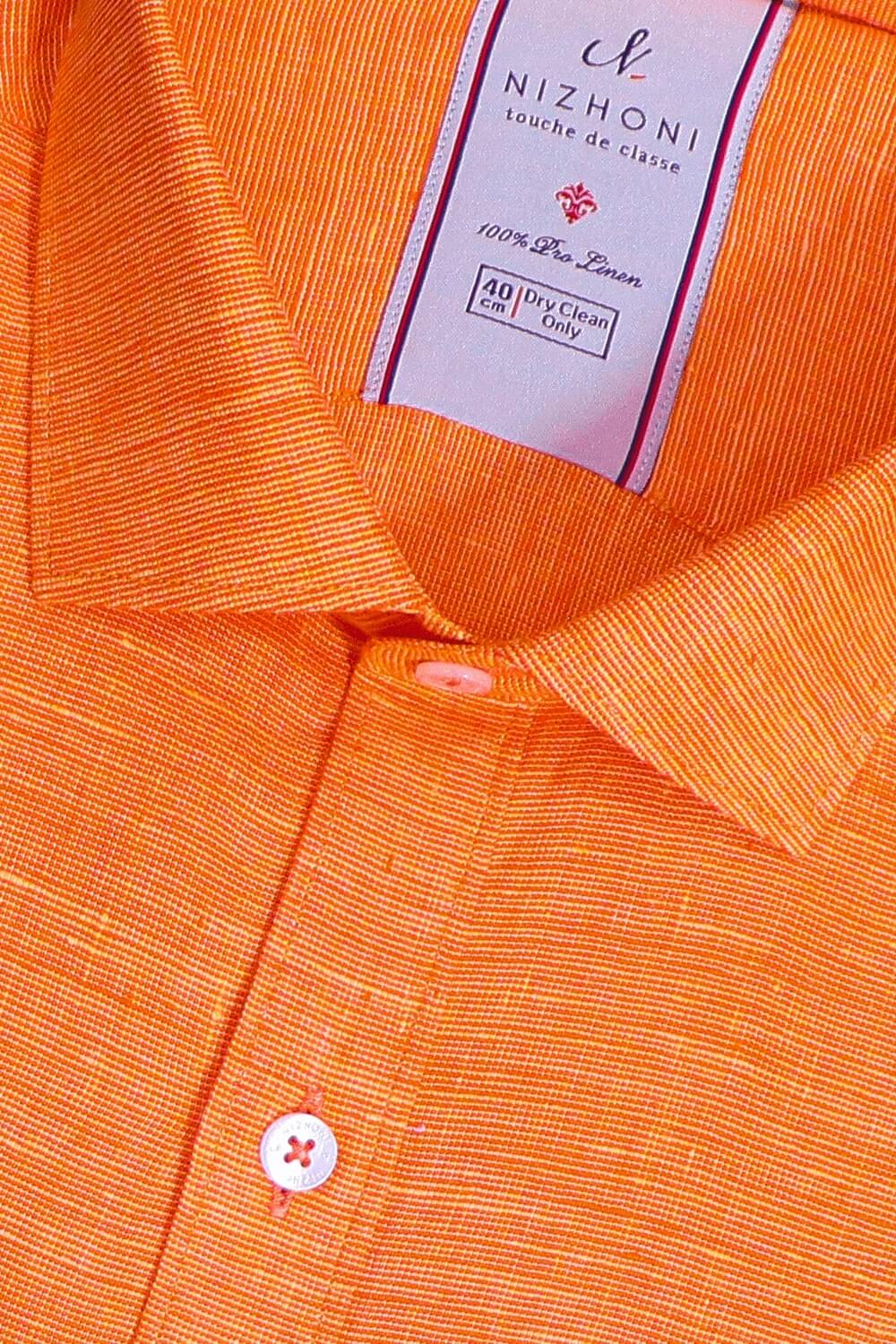 Bright Orange Plain Pro Linen Shirt 3157