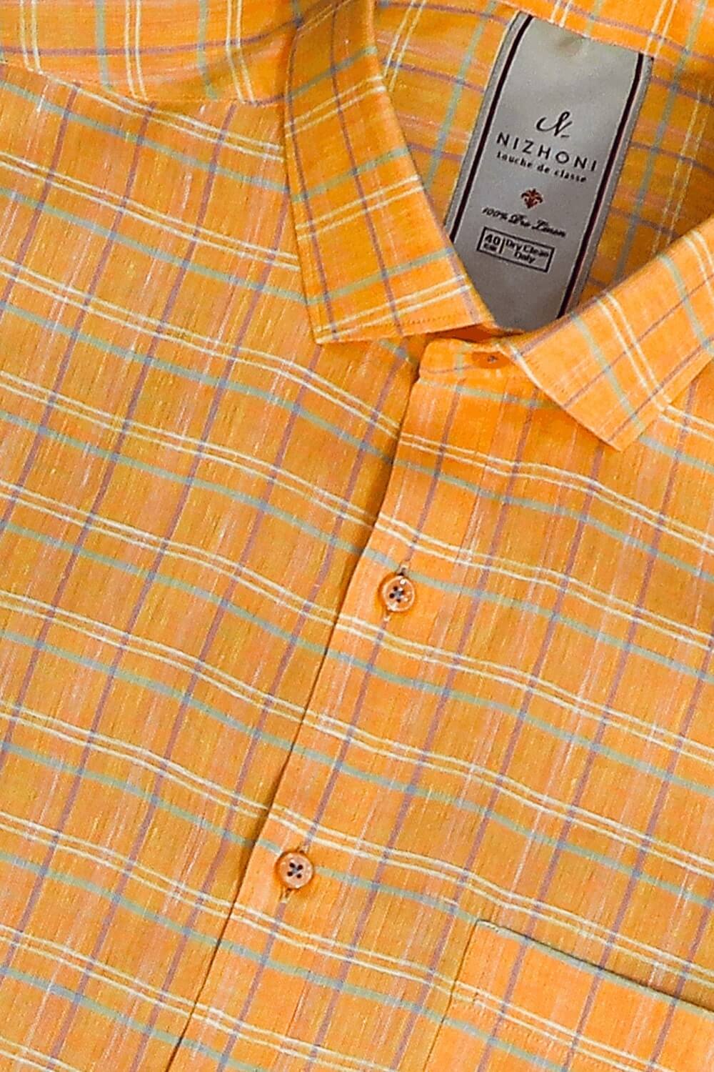 Orange Checks Pro Linen Shirt 1269