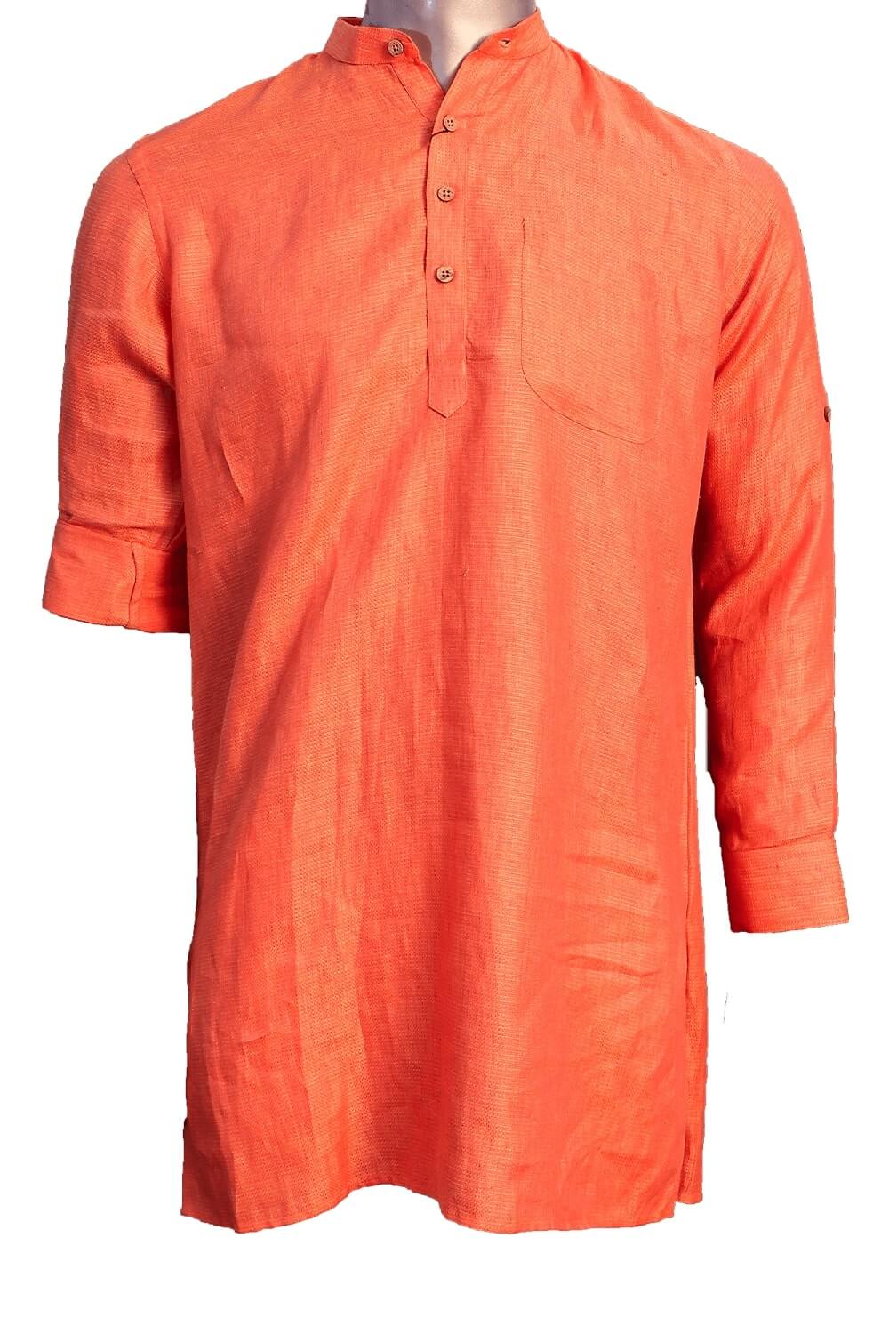 Orange Plain Pro Linen Long Kurta 3123
