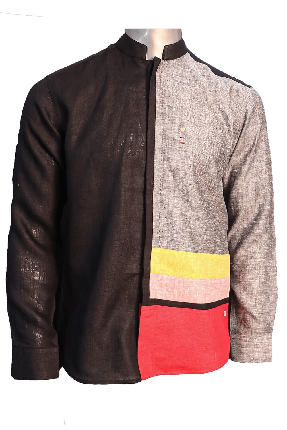 Black Brown Pattern Pro Linen Shirt 4157