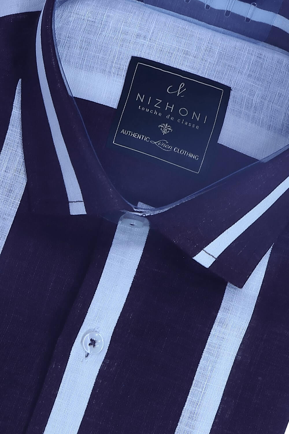 Wine Bold White Stripe Pro Linen Slim Fit Shirt 929